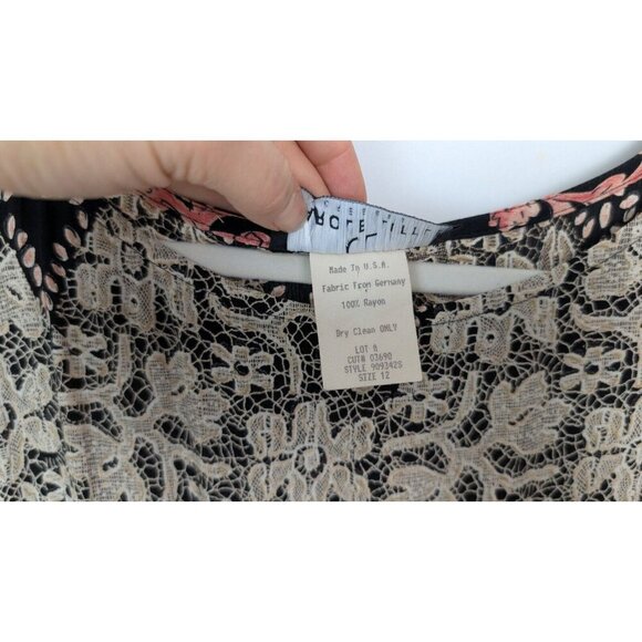 Vintage 90 Y2K Carol Little 12 Maxi Dress Patchwork Floral Tie Front Bohemian - Picture 13 of 14